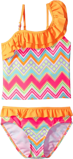 Jantzen Girls' Mermaid Ruffle Tankini swimsuit Little Girls 5 Sorbet/Aztec Print