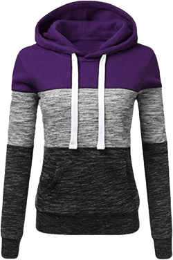 LRMQS Womens Hoodies Color Block Drawstring Hoodie Pullover Casual Winter Fall Fashion 2024 Loose Fit Sweatshirt Clothes Purple #6 Large