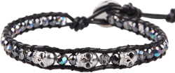 KELITCH 925 Silver Skull Bracelets Wrap Bracelets Women Crystal Beaded Bracelets on Natural Leather: Clothing, Shoes & Jewelry