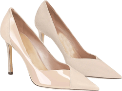 Coutgo Womens Pointed Toe High Heels Pumps Patent Suede Stiletto Heel Slip on Office Party Wedding Dress Shoes 8.5 Nude