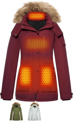 Graphene Heated Jacket for Women with Large Capacity Battery Pack Waterproof Windproof