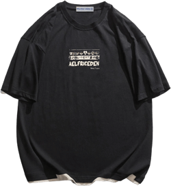 Aelfric Eden Mens 90s Vintage Oversized Shirts Unisex Harajuku T Shirt Print Graphic Tees Casual Summer Streetwear Top Small Black