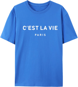 Tuislay C'est La Vie T-Shirt Graphic Tees for Women Paris Shirts Oversized Baggy Trendy Summer Short Sleeve Loose Fit Top Large Sapphire Blue
