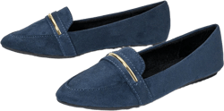 Women's Pointed Toe Flat Metal Strap Ballet Flats Comfortable Slip-On Shoes