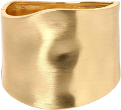 COLORFUL BLING Gold Tone Wide Chunky Bangle Bracelet for Women Polished Frosted Irregular Twist Grooved Cuff Bangle Simple exaggerated Wrist Statement Jewelry irregular