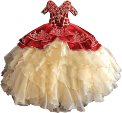 Gold Embroideried Quinceanera Prom Dress Sweetheart Ball Gown Satin Floor Length Corset 2023 6 S5/Red