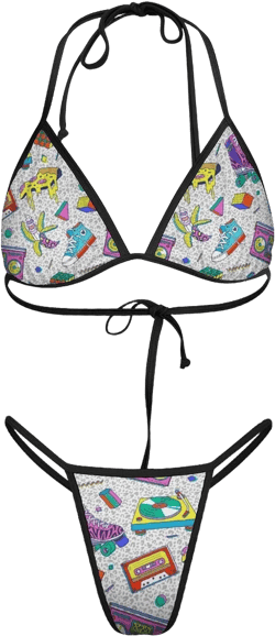Women Sexy Bikini Sets Two Piece Swimsuit Halter Top and Thong Bathing Suit White 80s 90s Medium
