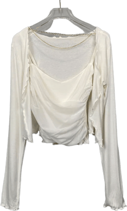 Women Long Sleeve Shirt Splicing Sling Vest Women's Long Sleeve Jacket Cardigan