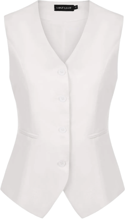 MINTLIMIT Women's Dressy Casual Versatile Waistcoat Formal Regular Fitted Waistcoat Vest for Ladies, White, XL