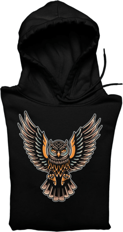 Owl Tattoo Design Adult Front Printed Hoodie