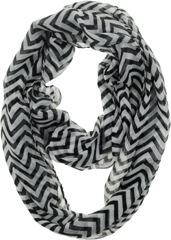 WearWide Womens Soft Chevron Design Fashion Loop Infinity Scarf for Holiday Gift - Black/White