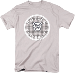 LOGOVISION Official Collegiate Distressed Plaid Badge Short Sleeve Unisex for Men & Women Cotton T Shirt Collection 3 XX-Large Butler University