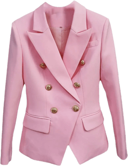 Women's Jacket Double Breasted Metal Buttons Blazer Suit 4X-Large Baby Pink