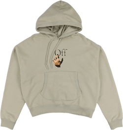 Off-White Beige Caravaggio Hand Logo Oversized Hoodie