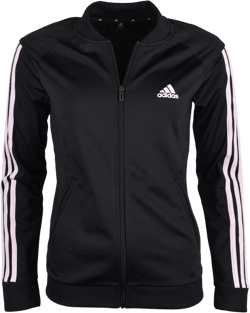 adidas Women's Essentials Tricot 3-Stripe Full-Zip Track Jacket - Black/Pink - L
