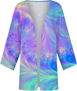 Long Sleeve Kimono for Womens Retro Print Casual Duster Blouse Tops Coat 3/4 Sleeve Jackets Lightweight Cardigans 3-light Purple Small