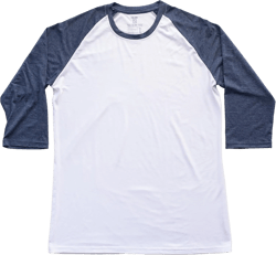 Men's Tall Slim-Fit Orginal Raglan 3/4 Sleeve Shirt, Soft Cotton Polyester Blend Long Tee tall Medium Tall Blue/White