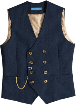 SevenBoy Men's Casual Suit Vest Regular Fit Wool Herringbone Waistcoat For Wedding and Party 3X-Large Navy
