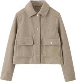 Women Lapel Khaki Woolen Jacket Long Sleeve Cotton Single Breasted Winter Warm Outerwear Medium Khaki