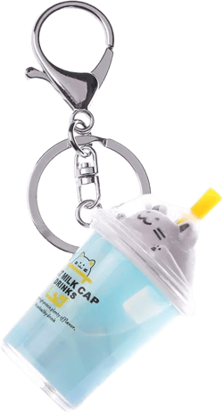 Key Chain Cartoon Cute Cat Car Keychain Creative Milk Tea Cup Liquid Crystal Quicksand Sequin Key Ring Bag Pendant for Women(blue) Blue