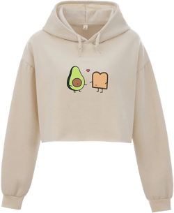Cartoon Cute Avocado Printed Relaxed Cotton Pullover Hoodie with Pocket at Amazon Women’s Clothing store