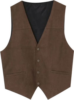 Men's Suede Leather Suit Vest Casual Retro V Neck Western Cowboy Waistcoat Vests Jacket Cosplay Clothing 4X-Large Brown