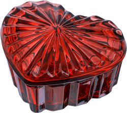 kanpura Crystal Glass Heart-Shaped Jewelry Box,Candy Box with Lid,Women's Covered Earrings Necklace Chest Trinket Storage Box, Glass Storage Jar Gift Box for Women and Girls(Burgundy)