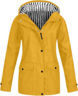Rain Jacket Women Zip Up Casual Hoodies Lightweight Windbreaker Jackets Long Sleeve Coat Travel Jackets Cute Coats 5X-Large Yellow