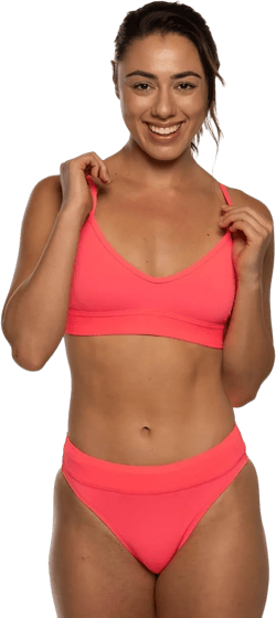 JOLYN Zoe High-Waisted Bikini Bottom, Cheeky Women's Athletic Swimsuit Bottom, Sport Bathing Suit Bottom for Women X-Large Hot Pink