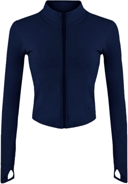 Gnveub Women’s Sports Running Jacket Slim Fit Stretchy Full Zip Athletic Workout Lightweight Jacket with Thumb Holes X-Large Navy