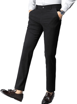 Men's Classic Fit Flat Front Pant Lightweight Wrinkle Resistant Chino Pant Plaid Casual Relaxed-fit Trousers 30 Black 2