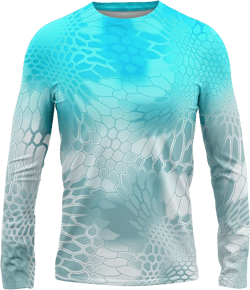 Made in USA Fishing Shirts for Men Long Sleeve Lightweight Dri Fit UPF 40+ Sun Protection Quick Dry Running Hiking Tshirts Kryptek Light Blue Camo X-Large