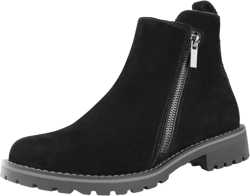 Hawkwell Women's Suede Leather Low Heel Zipe up Ankle Boots