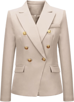 Women's Blazer Suit Solid Double Breasted Suit Jacket for Women Office Lady Casual Long Sleeve Blazer Suits 6 Beige