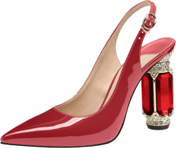 JANSEVEN Women Chunky Heels Pumps Crystal Block Heels with Rhinestones Pointed Toe Sexy Gradient Patent Leather Slip on Bridal Party Wedding Dress Shoes 5-13 M US 6 Red 4inches Slingback