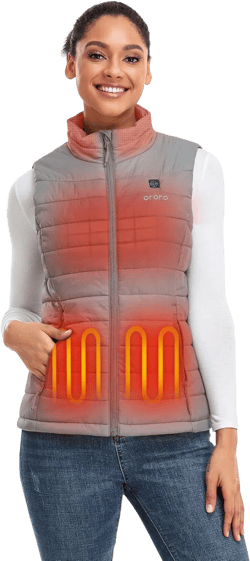 ORORO Women's Lightweight Heated Vest with Battery Pack (Charger Not Included) X-Large Silver Grey