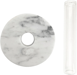 Upcycled Stone Prop Disc + Glass Tube
