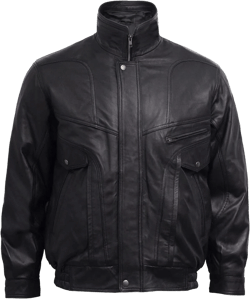 BRANDSLOCK Mens Genuine Leather Jacket Bomber Black Medium