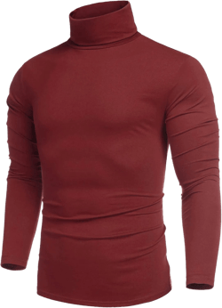 COOFANDY Men's Casual Slim Fit Turtleneck T Shirts Lightweight Basic Cotton Pullovers XX-Large Wine Red