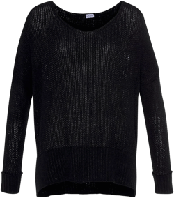 Women's Light Knit Tunic Sweater - LASCANA - Black Solid 8/10