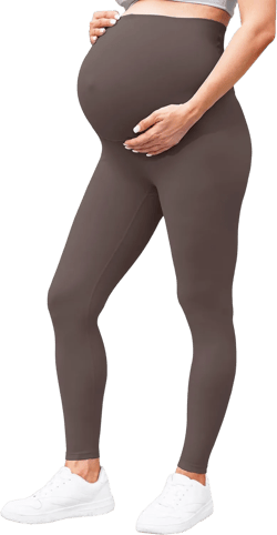 Women's Maternity Leggings Over The Belly - Ultra Stretchy Soft Bump Support Workout Activewear Yoga Pregnancy Pants XX-Large Tea Brown