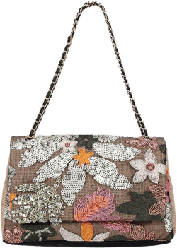 Shining Women Sequin Evening Clutch Summer Woven Shoulder Bag Floral Embroidery Handbag for Commuting Dating Party Green