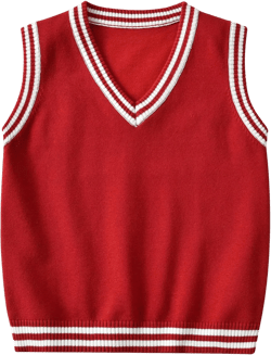 Boys Girls V-Neck Knitted Sweater Vest 100% Cotton Kids Knit Sweater Vest Sleeveless Pullover Waistcoat 6-7 Years Red