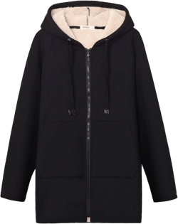 Gihuo Women's Winter Coat Sherpa Lined Zip Hoodie Long Sweatshirt Warm Fleece Lining Heavyweight Hooded Jacket