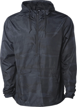 Independent Trading Co. Lightweight Windbreaker Pullover Jacket (EXP54LWP) -Black CAMO -3XL