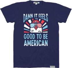 Tipsy Elves Men's Patriotic Graphic Tees for 4th of July - USA American Flag Shirts for Guys Feels Good (Navy Blue) X-Small