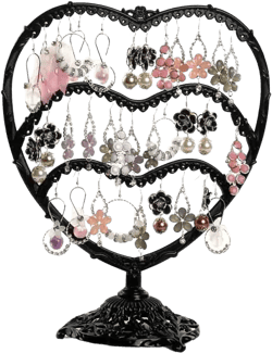 SYLALE Earring Display, 11 inch Tall Jewelry Holder with 58 Hooks and 3 Tiers Earring Holder for Girls and Women Jewelry Tree, Perfect for Dresser, Nightstand and Countertop Jewelry Display (Black)