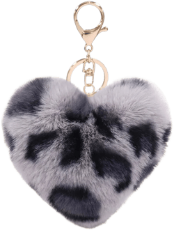 Women's Heart Puffball Keychain Faux Fur Pom Pom Keyholder Bag Accessory Keyring Backpack Charms for Girls