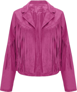 Women's Fringe Faux Suede Leather Jackets Fall Fashion 2023 Tassel Motorcycle Cropped Coats Outwear XX-Large Hot Pink