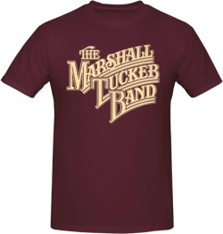 The Music Marshall Rock Tucker Band Round Neck tee for Mans Leisure Cotton Cute Sports Soft Short Sleeve Tops Wearable in All Seasons Small Burgundy